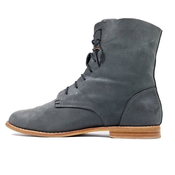 Olukai 'O Laila Leather Low Lace Up Fold Down Ankle Boots Boho Grunge 90s Y2k 7 - Picture 2 of 11